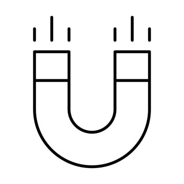 Beyaz arkaplanda mıknatıs siyah simgesi, vektör illüstrasyonu