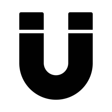 Beyaz arkaplanda mıknatıs siyah simgesi, vektör illüstrasyonu