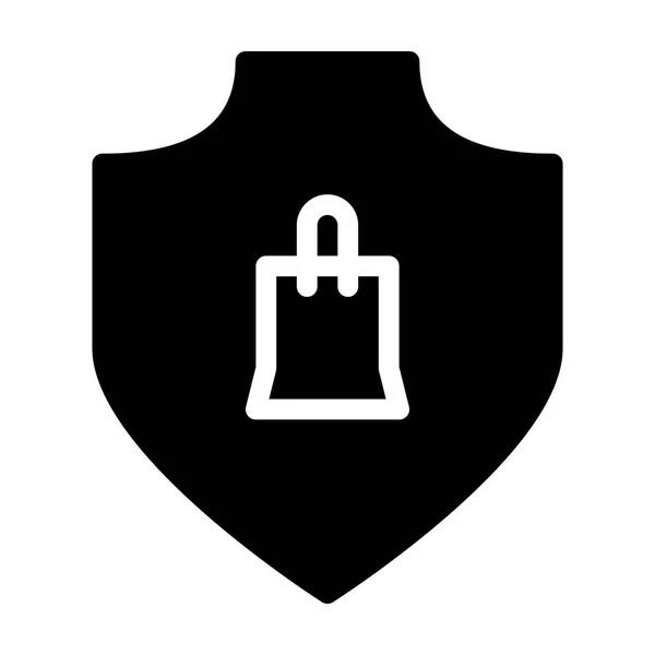 Safe Shopping Shield Icon White Background Vector Illustration — Stock Vector