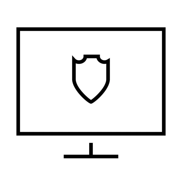Icono Computer Protect Ilustración Vectorial — Archivo Imágenes Vectoriales