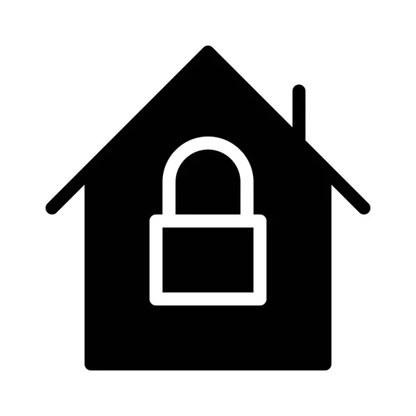 House Lock Icon White Background Vector Illustration — 스톡 벡터