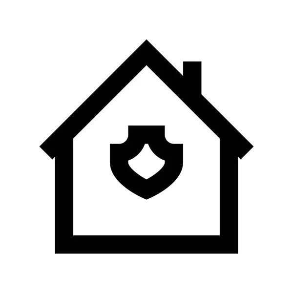 Σπίτι Ασπίδα Εικονίδιο Λευκό Φόντο Διανυσματική Απεικόνιση — Διανυσματικό Αρχείο