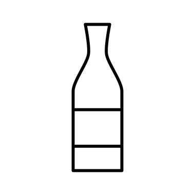 Beyaz arkaplanda şarap şişesi simgesi, vektör illüstrasyonu