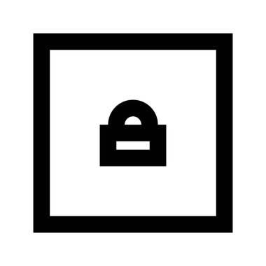 Beyaz arkaplanda Kilit simgesi olan kare, vektör illüstrasyonu