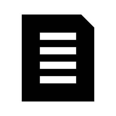 Beyaz arkaplan üzerindeki belge simgesi, vektör illüstrasyonu