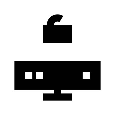 Beyaz arkaplan, vektör illüstrasyonunda sunucu simgesini aç