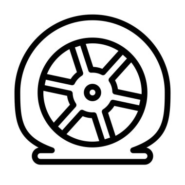 Patlak Tekerlek Mutsuz simgesi, vektör illüstrasyonu