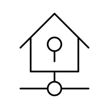 Beyaz arkaplanda kilit simgesi olan ev otomasyonu, vektör illüstrasyonu