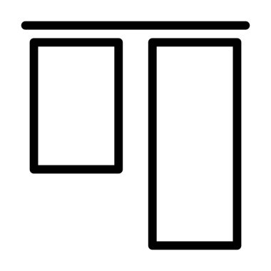 Beyaz arkaplanda üst hizalama simgesi, vektör illüstrasyonu