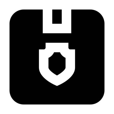 Beyaz arkaplanda Parsel Kalkan simgesi, vektör illüstrasyonu