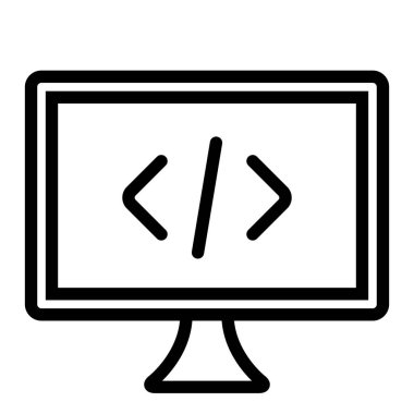 Kodlama simgesi, vektör illüstrasyonu