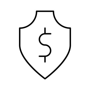 Beyaz arkaplanda Kalkan Dolar simgesi, vektör illüstrasyonu