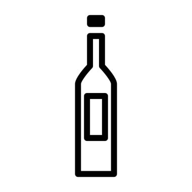 Beyaz arkaplanda şarap şişesi simgesi, vektör illüstrasyonu