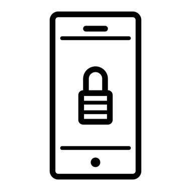 Beyaz arkaplanda kilitlenmiş akıllı telefon simgesi, vektör illüstrasyonuName