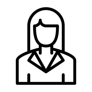 Beyaz arkaplanda kadın ajan simgesi, vektör illüstrasyonu