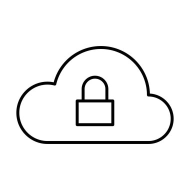 Beyaz arkaplanda Bulut Kilidi simgesi, vektör illüstrasyonu