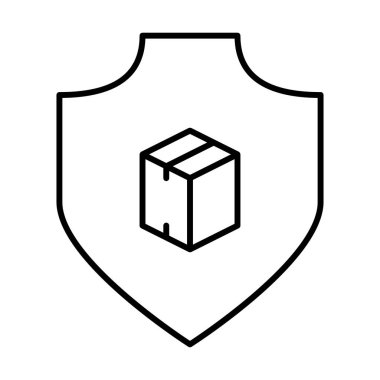 Beyaz arkaplanda Parsel Kalkan simgesi, vektör illüstrasyonu