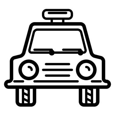 Beyaz arkaplanda taksi aracı simgesi, vektör illüstrasyonu