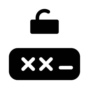 Beyaz arkaplanda parola kilidi aç, vektör illüstrasyonu