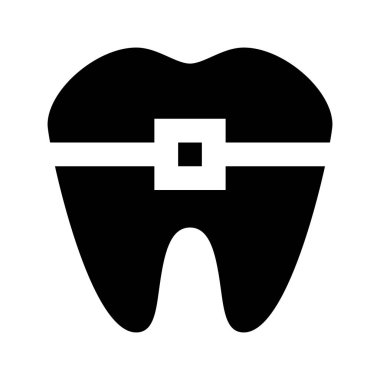 Beyaz arkaplanda diş simgesi, vektör illüstrasyonu