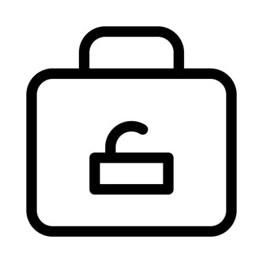 Beyaz arkaplan, vektör illüstrasyonunda evrak çantası simgesini aç