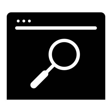 Beyaz arkaplan, vektör illüstrasyonunda Büyütücü Cam Arama Yakınlaştırma Arayüzü simgesi