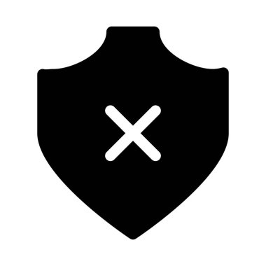 Beyaz arkaplanda Kalkan Çapraz simgesi, vektör illüstrasyonu