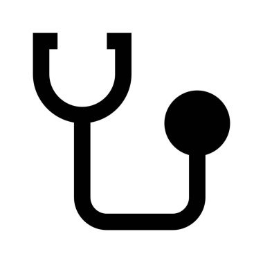 Beyaz arkaplanda steteskop simgesi, vektör illüstrasyonu