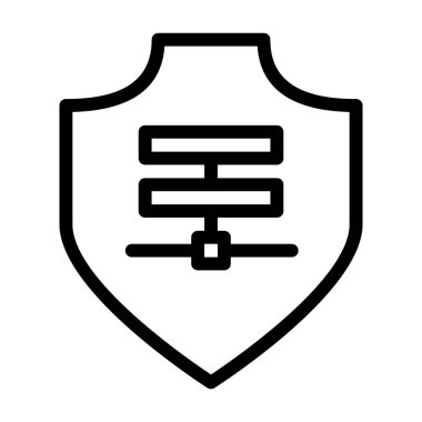 Beyaz arkaplanda sunucu kalkanı simgesi, vektör illüstrasyonu