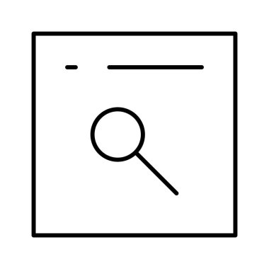 Beyaz arkaplan, vektör illüstrasyonunda Büyütücü Cam Arama Yakınlaştırma Arayüzü simgesi