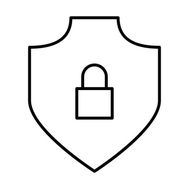 Beyaz arkaplanda Kalkan simgesini kilitle, vektör illüstrasyonu