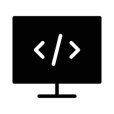 Kodlama simgesi, vektör illüstrasyonu programlanıyor 