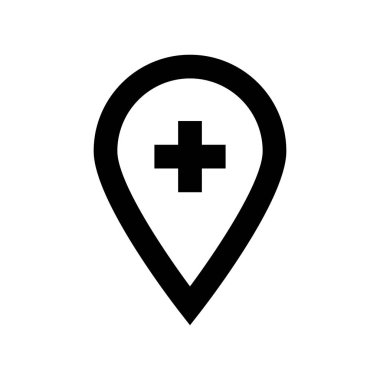 Hastane Konumu simgesi, vektör illüstrasyonu