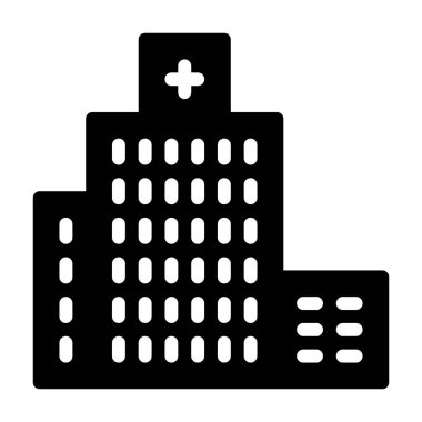 Hastane binası simgesi, vektör illüstrasyonu