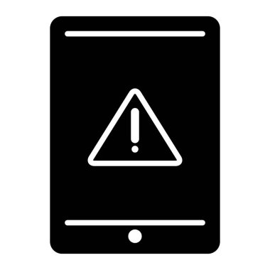 Tablet Dikkat simgesi, vektör illüstrasyonu 