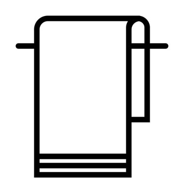 Beyaz arkaplanda havlu simgesi, vektör illüstrasyonu