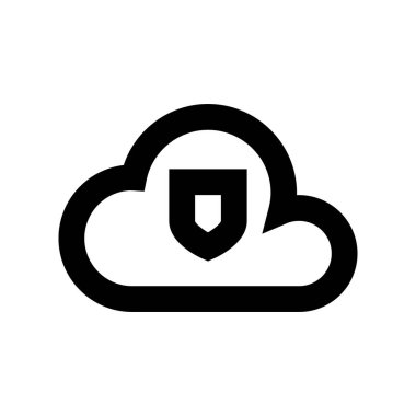 Beyaz arkaplanda Bulut Güvenliği simgesi, vektör illüstrasyonu