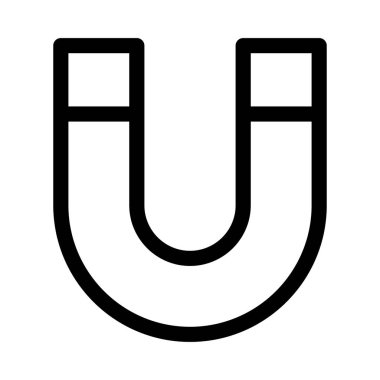 Beyaz arkaplanda mıknatıs siyah simgesi, vektör illüstrasyonu