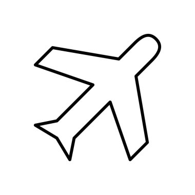  Beyaz arkaplanda uçak simgesi, vektör illüstrasyonu