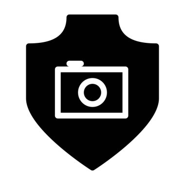 Beyaz arkaplanda resim kalkanı simgesi, vektör illüstrasyonu