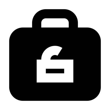 Beyaz arkaplan, vektör illüstrasyonunda evrak çantası simgesini aç