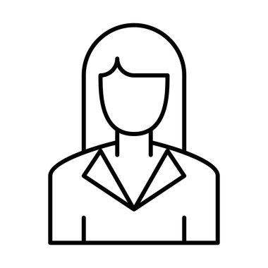 Beyaz arkaplanda kadın ajan simgesi, vektör illüstrasyonu