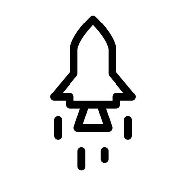 Roket, uzay gemisi simgesi, vektör illüstrasyonu