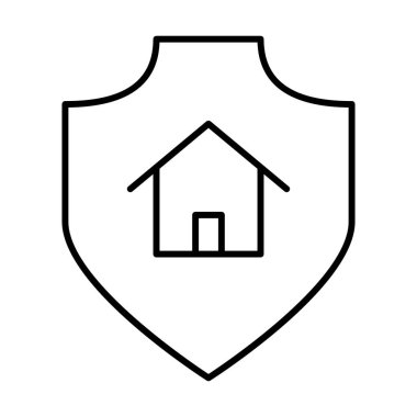 Beyaz arkaplanda Ev Kalkanı simgesi, vektör illüstrasyonu