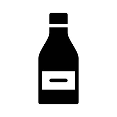 Beyaz arkaplanda şarap şişesi simgesi, vektör illüstrasyonu