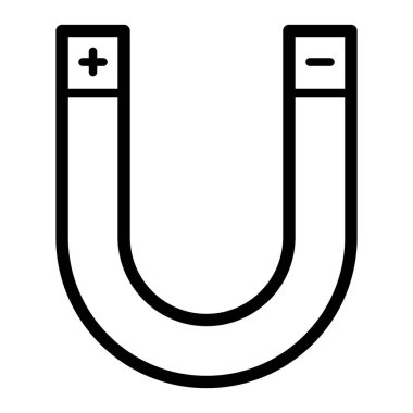 Beyaz arkaplanda mıknatıs siyah simgesi, vektör illüstrasyonu