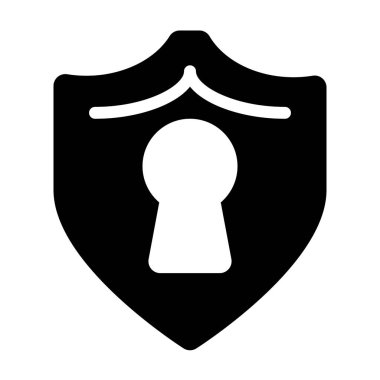 Beyaz arkaplanda anahtar simgesi olan kalkan, vektör illüstrasyonu