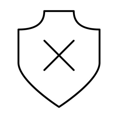 Beyaz arkaplanda çapraz Kalkan simgesi, vektör illüstrasyonu