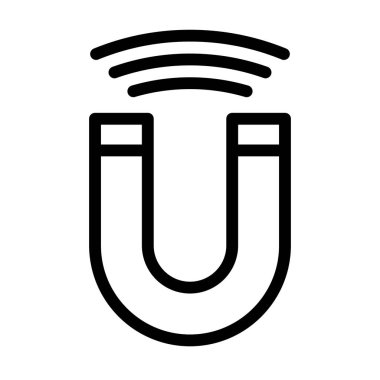 Beyaz arkaplanda mıknatıs siyah simgesi, vektör illüstrasyonu