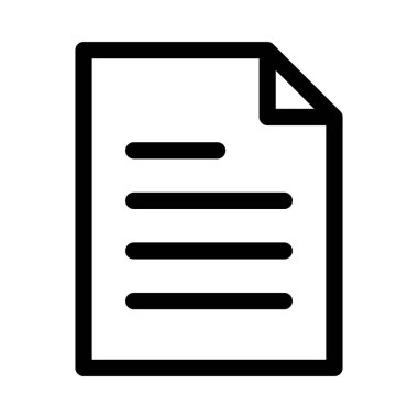 Beyaz arkaplan üzerindeki belge simgesi, vektör illüstrasyonu